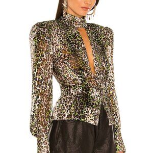 NWT DUNDAS x REVOLVE Hendrix Top Two Tone Leopard Silk Blend REVOLVE  Sz S